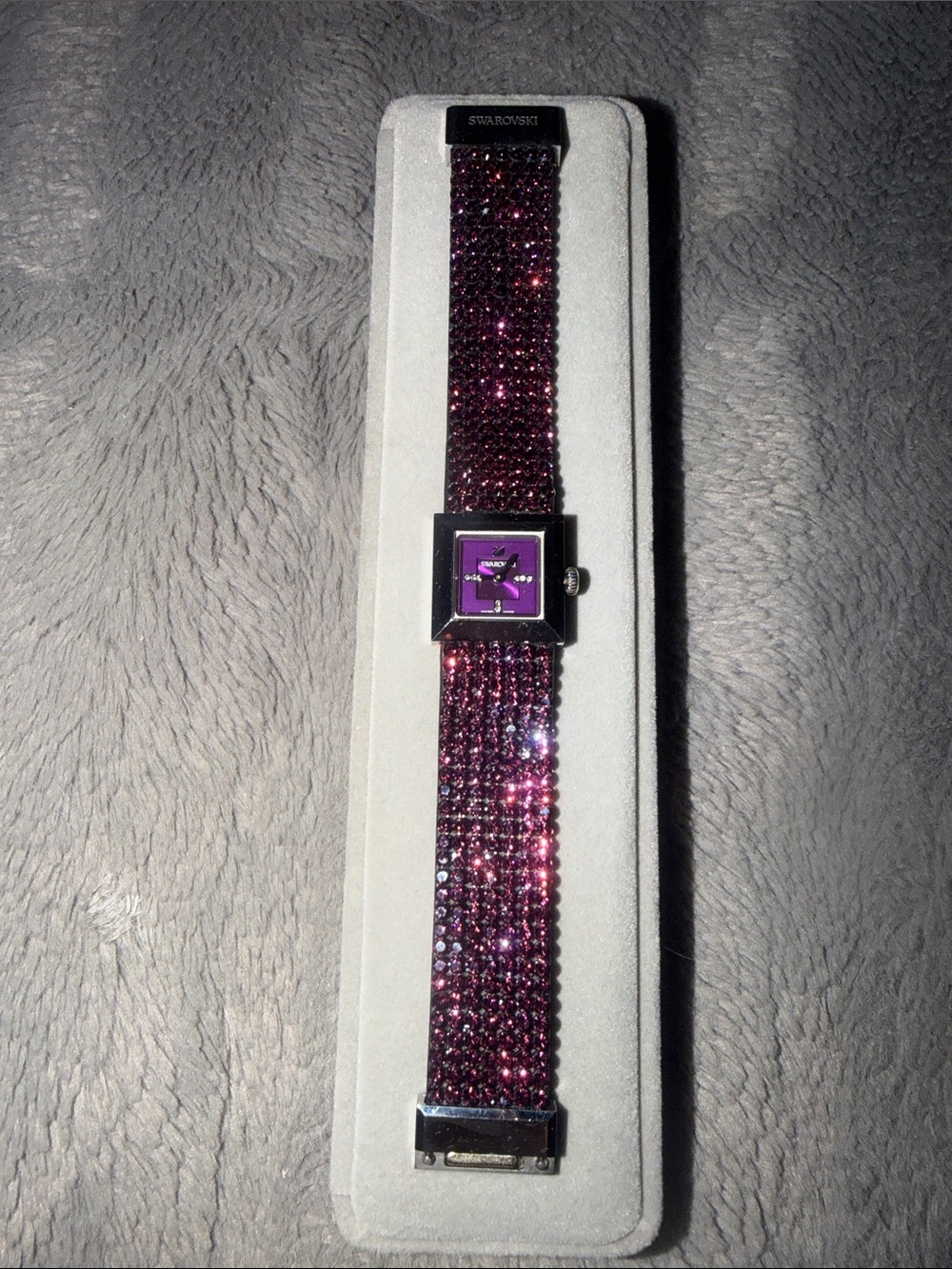 Preloved RARE Swarovski Elis Purple Crystal Pavé Strap Watch excellent condition